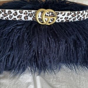 Leopard Print Belt with Gold Buckle